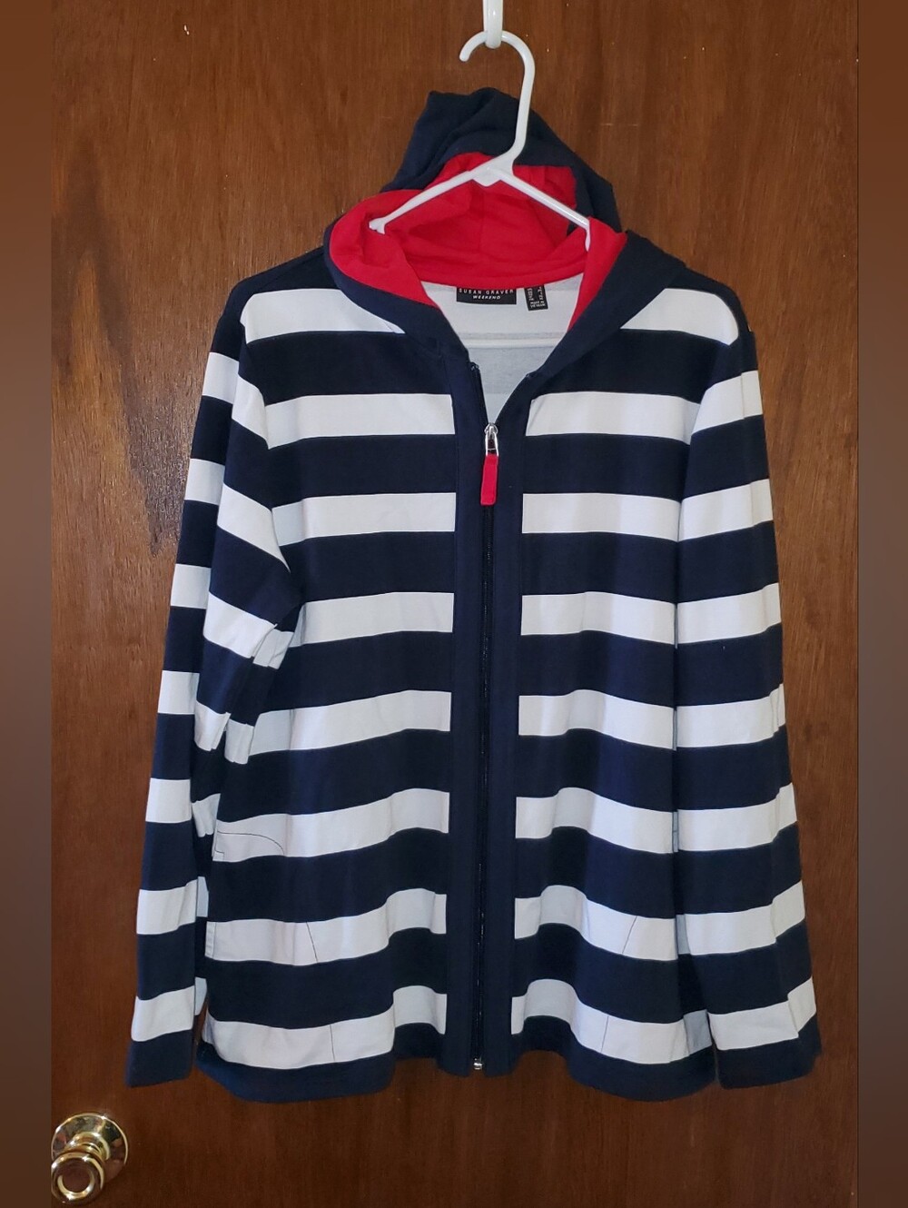 NWOT Susan Graver Weekend Knit Full Zip Hooded Jacket Sz Large